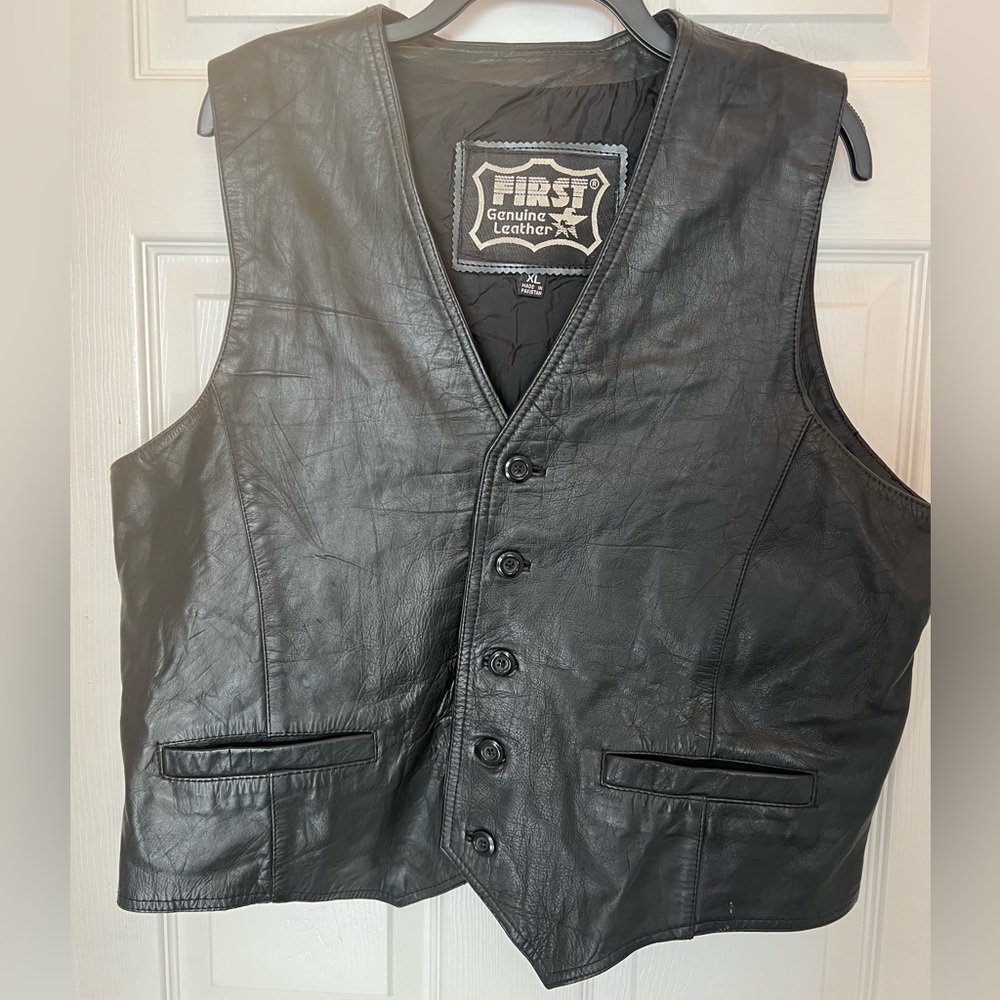 First Genuine Leather Vest XL